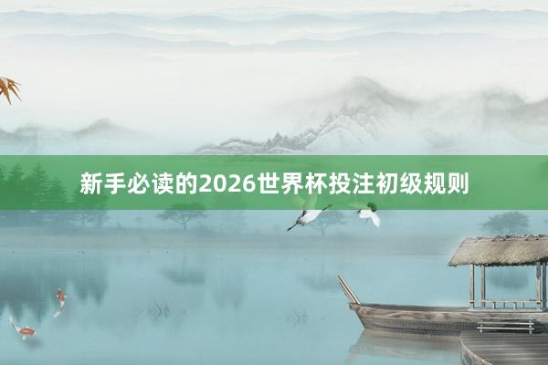 新手必读的2026世界杯投注初级规则