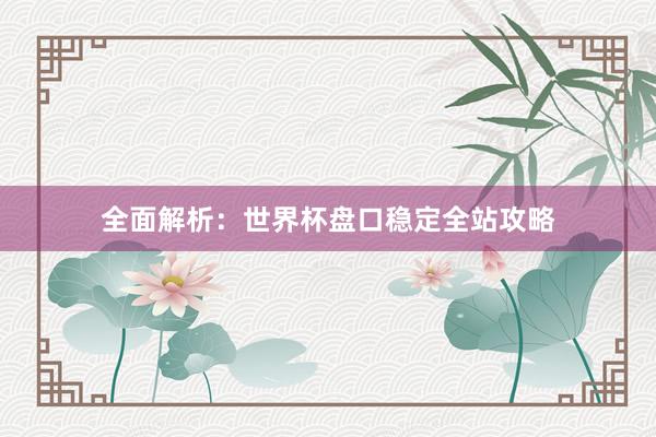 全面解析:世界杯盘口稳定全站攻略